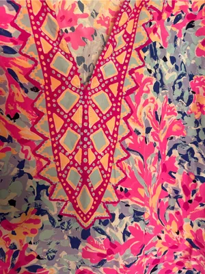 Lilly Pulitzer Hot Pink, Lavender & Coral Floral V-Neck Tunic thumbnail 2