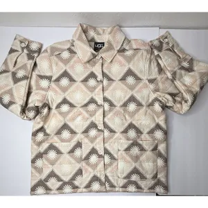 UGG Sun Shirt Jacket ButtonUp‎ Unisex Medium Pink Tan Cozy Chunky Oversized New thumbnail 13