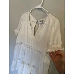 Show Me Your Mumu White Hera Mini Dress Size Large Boho Beachy Trim Detail Chic thumbnail 5