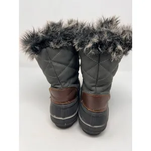 Itasca Rubber Duck Boots Women's Black Gray‎ Brown Fur Inside Lace Up Size 8 thumbnail 4