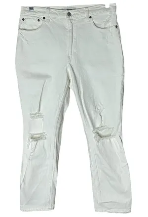 Abercrombie & Fitch Skinny High Rise White Distressed Jeans Size 30 / 10 Short thumbnail 1