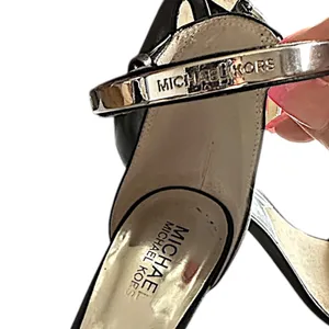 Michael‎ Kors Ankle Strap Sandals Women 8M Black Good Leather Kitten Heel thumbnail 5