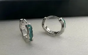 Green Ripple Small Hoop Earrings for Men Women Streetwear Hip Hop Unisex Style thumbnail 1