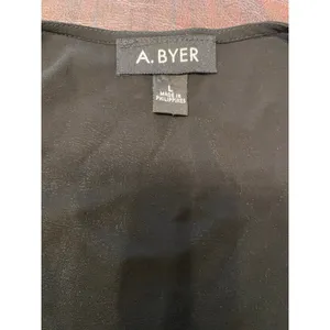 A. Byer Y2K Going Out Top Sheer Black Chiffon Layered Tunic Tank w Necklace Sz L thumbnail 4