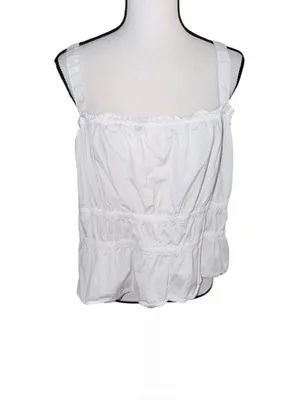 Madewell Poplin Sophia Peplum Tank White Smocked Square-Neck Camisole XL thumbnail 3