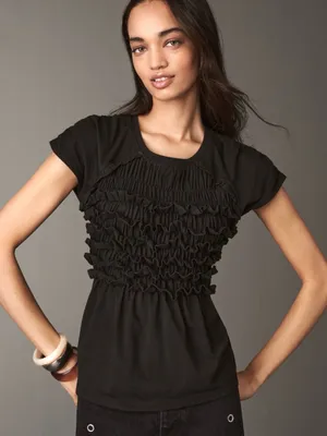 Anthropologie Maeve Smocked Sleeveless Ruffle Top thumbnail 1