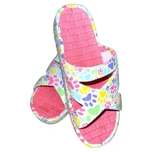 Unbranded white slip on sandals with colorful paw print design! thumbnail 2