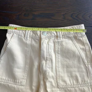 ZARA NWOT creamy beige High Rise cargo jeans pants large pockets small s thumbnail 7