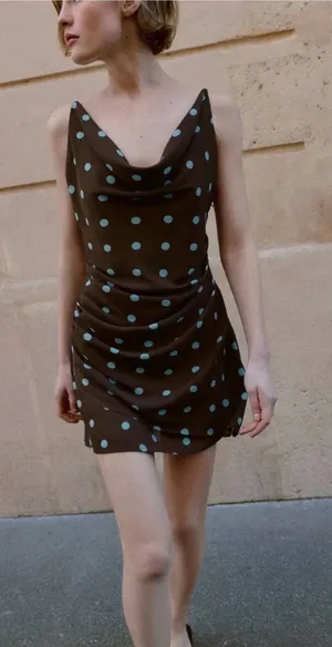 Zara POLKA DOT MINI DRESS thumbnail 1