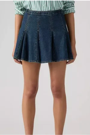 New Levi's Premium Size 28 Godet Mini Lightweight Skirt Fell Off Stone Dark Wash thumbnail 1
