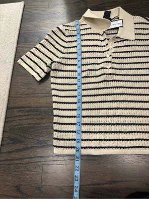 Rag & Bone Viola stripe polo in turtledove thumbnail 7