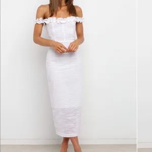 Petal + Pup Dress Womens 4 White Off Shoulder Ruffle Midi Cotton‎ ABG03 03629 thumbnail 2