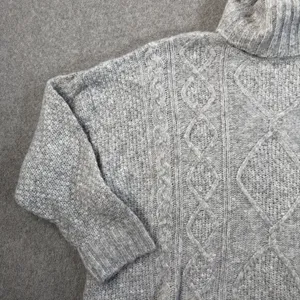 Aerie Women's Small Gray Cable Knit Turtleneck Sweater Oversized Pullover Wool thumbnail 3