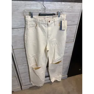 Universal Threads Women Vintage Straight Jeans Off-White Distressed Knee 6/28R thumbnail 4