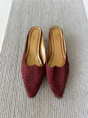 J. Jill Burgundy Textured Pointed Toe Slip-On Kitten Heels Mules 8.5 thumbnail 2