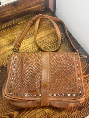 Platonia genuine leather brown crossbody purse thumbnail 1