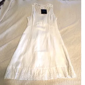 Cynthia Rowley Linen Dress White Lace Back Sleeveless Midi Dress NWT Size 14 thumbnail 1