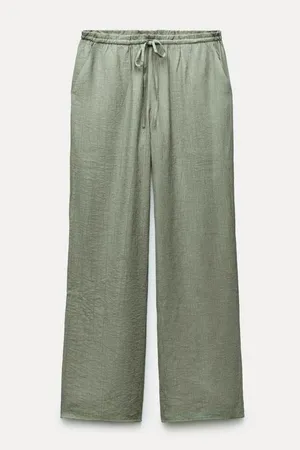 Zara Textured Pants Sea Green thumbnail 1