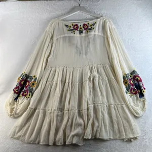 Free People XS Spell on You Dress Floral Embroidered Oversized Boho‎ Festival thumbnail 13