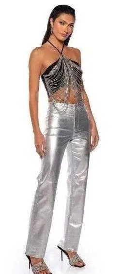 Akira Metallic Silver Pants thumbnail 1