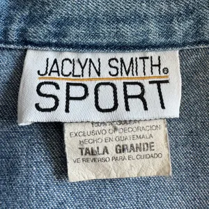Vintage fall‎ Denim Shirt Large – Studded Leaf Embroidery 90s Style thumbnail 3