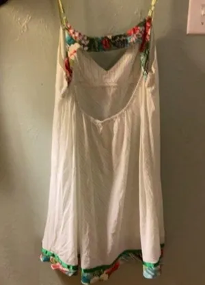 Vintage Free People halter white with green ribbon trim M thumbnail 4