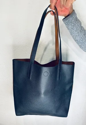 ASOS Black Vegan Leather Tote thumbnail 1