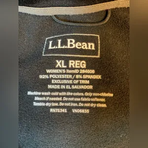 LL Bean Jacket Women’s XL Full‎ Zip Fleece Lined Soft-shell Black Athletic Logo thumbnail 3