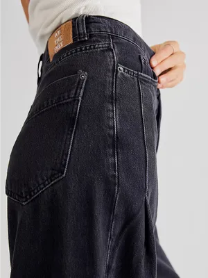 Free People We The Free Old West Slouchy High Rise Wide Leg Jeans Black 27 thumbnail 3