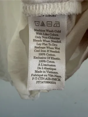 Everlane White Smocked Top Women’s Medium 100% Cotton Short Sleeve Blouse thumbnail 4