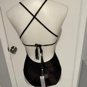 PilyQ Gold Star Metallic Farrah Swimsuit - Size‎ S - New With Tags. thumbnail 6