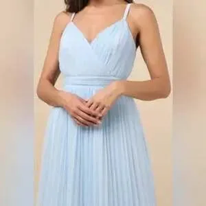 Lulus‎ Baby Blue Tulle Bridesmaid Formal Evening Gown XS thumbnail 4