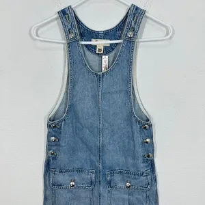 Madewell Scoopneck‎ Denim Shortalls Chambray Blue XXS Button Front Patch Pockets thumbnail 5