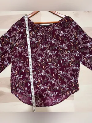 Fun2fun Women Medium Purple Floral 3/4 Sleeve Boho Indie Whimsigoth Cottage Top thumbnail 6