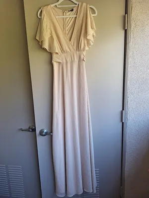 Lulus Dearly Loved Cream Flutter Sleeve Maxi Dress Size M thumbnail 5