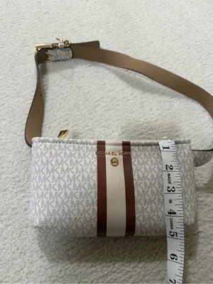 Michael Kors White and Brown Logo Stripe Crossbody Bag thumbnail 3