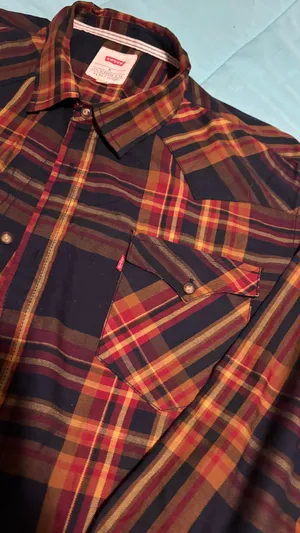 Levi's Men's Plaid Western button up Shirt Long Sleeve Red Orange Yellow XL thumbnail 3
