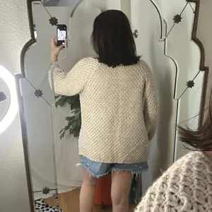 Handmade Crochet Knit Pullover Sweater Beige Boho Cozycore Fits Medium thumbnail 2