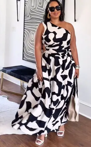 Abercrombie & Fitch One Shoulder Cut Out Maxi Dress Size large Tall Pockets thumbnail 1