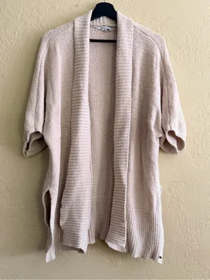 O'Neill Oversized Light Cream Open-Front Short-Sleeve Cardigan thumbnail 1