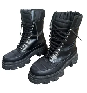 Ganni Brush Off & Nylon Combat Boots in Black 38 thumbnail 1