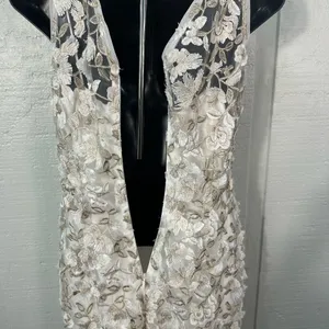 Adrienna Papell Off White Lace Overlay Sleeveless Dress Size 4 NWOT thumbnail 10