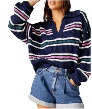 Free People Collar V-Neck Sweater thumbnail 1