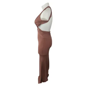 NEW Katie May Blush Pink Sleeveless Halter V Neck Open Back Bridesmaid Dress M thumbnail 3