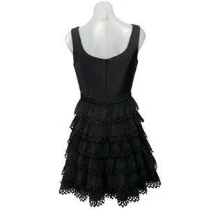 Sherri Hill Black Sleeveless Ruffle Tiered Fit & Flare Prom Mini Dress Size 8 thumbnail 3