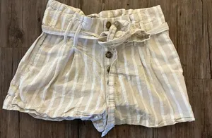 Abercrombie & Fitch High Rise Stripe Beige Belted Shorts S thumbnail 1