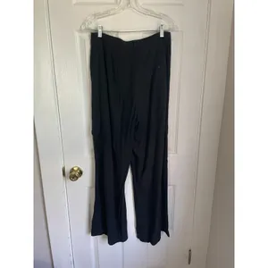 Madewell Pleated Wide Leg Pants Womens 6 Navy blue Linen Blend Artsy Boho thumbnail 4