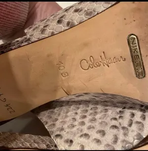 Cole Haan Nike Air Slingback Reptile Snakeskin Heels Peep Toe 10 Neutral Tan thumbnail 6