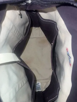 Lands' End Navy Cream Canvas Tote Bag with Embroidered Stars USA thumbnail 9