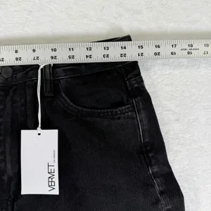 Vervet Olivia Wide Leg Jeans Washed Black High Rise Distressed Raw Hem Size 25 thumbnail 2